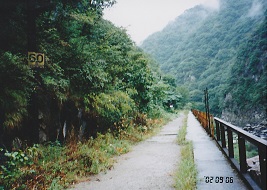武庫川に沿って進む廃線跡
